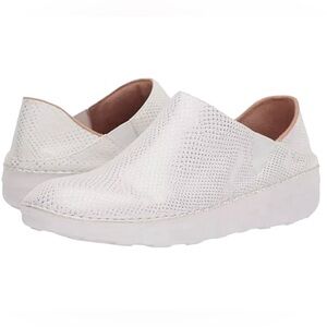 FitFlop Superloafer slip on shimmer snake skin print leather clog white 7